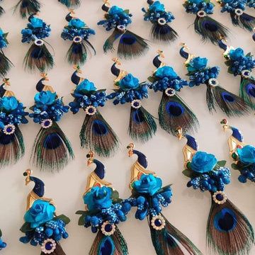 Peacock Feather Mor Pankh Brooch | Traditional Wedding & Guest Welcome – Pack of 25
