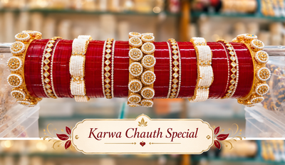 Royal Rajputi Chooda for Karwa Chauth | Red Kundan Bridal Chuda Set