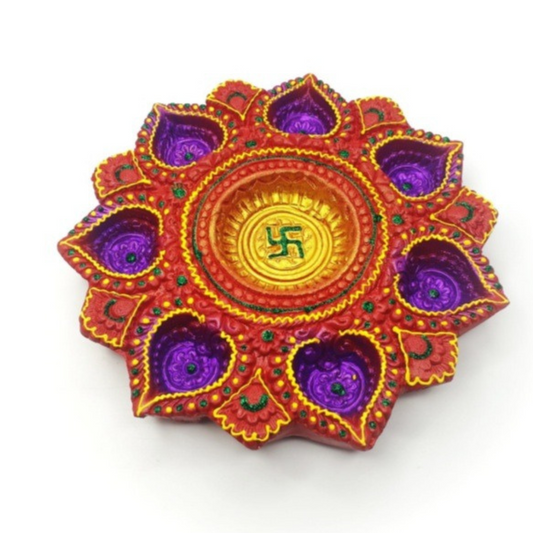 Fancy Diwali Special Rangoli design  7 diya 🪔Thali set ✨ size 7* inch