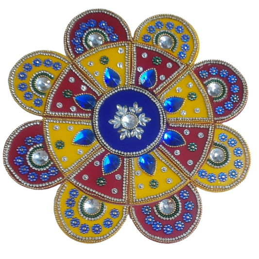 Handcrafted acrylic  with creative design kundan work with bright colors beautiful reusable rangoli set 💫 size 9* inch