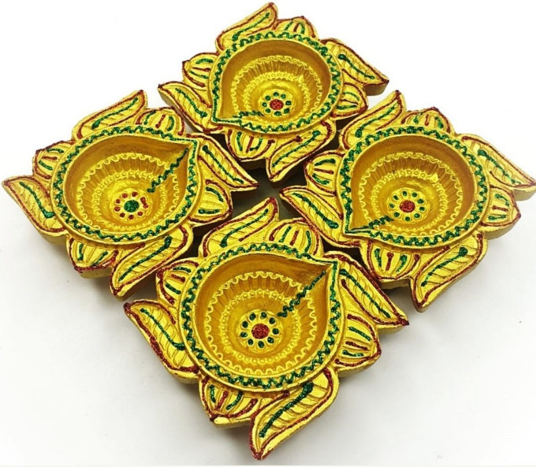 Beautiful terracotta Swasthik Diya pack of 4