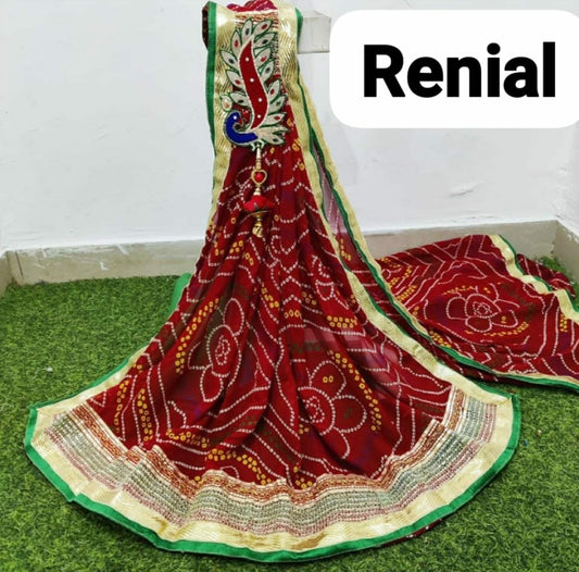 Renial Rajasthani Chunri Odhna for Mangal Path and Wedding Gifts