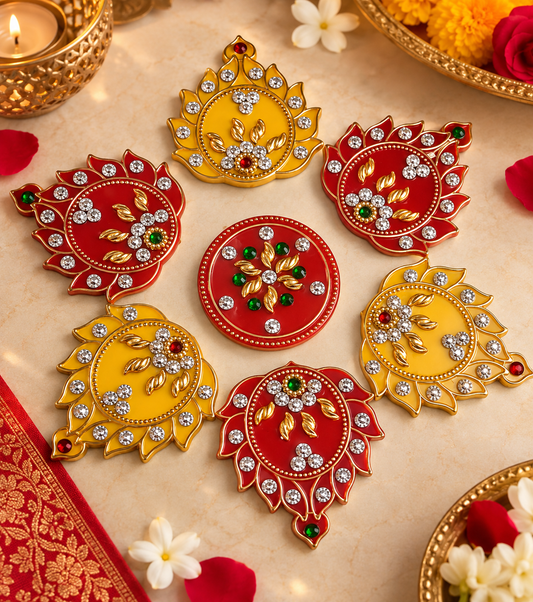Acrylic decorative rangoli set of 7 pieces for Diwali decoration