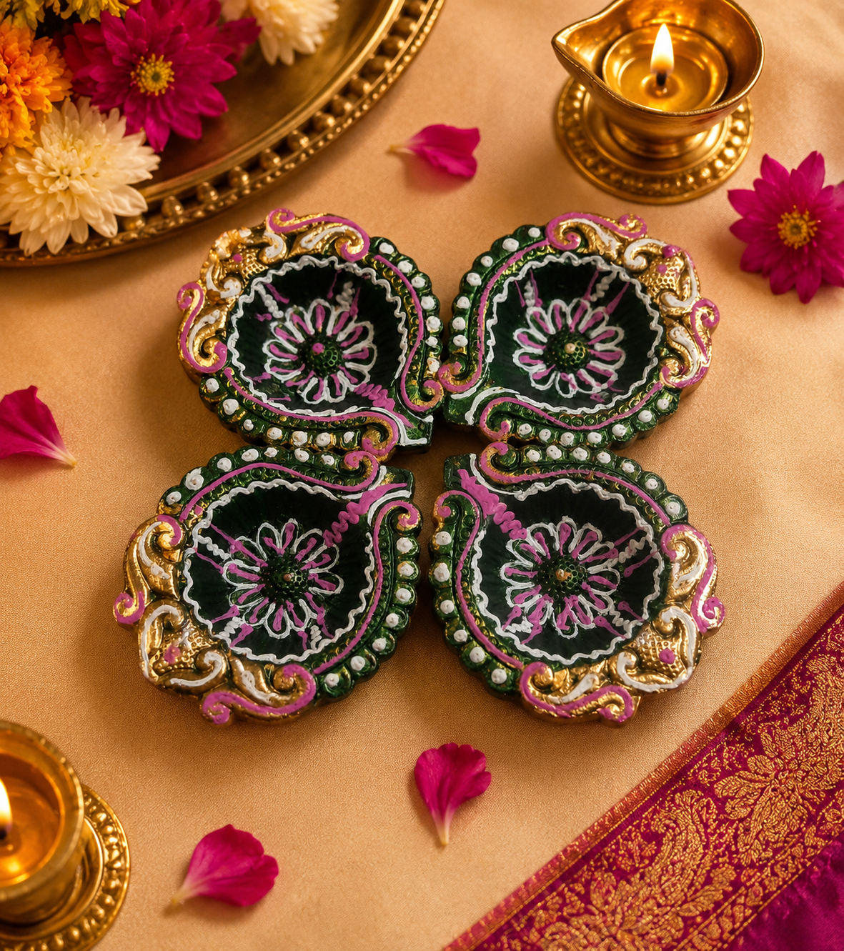 Assorted traditional terracotta diya designs for festive home décor