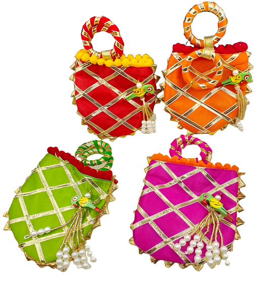 Shagun Return Gifts Bags with Chudi Handles and Parrot Tassle(Pack of 2)