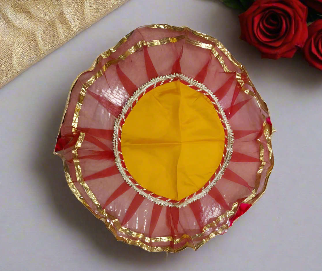 TRADITIONAL KARWA CHAUTH PUJA THALI🌹 UNIQE DESING  THALI SET WITH LOTA/KALASH DIYA CHANI & BOWL/ KATORI   WITH BEAUTIFUL THALI COVER 💫size: 14*inch steel