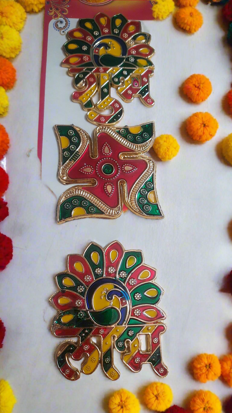 Peacock 🦚 design  acrylic swasthik subh labh 🌹