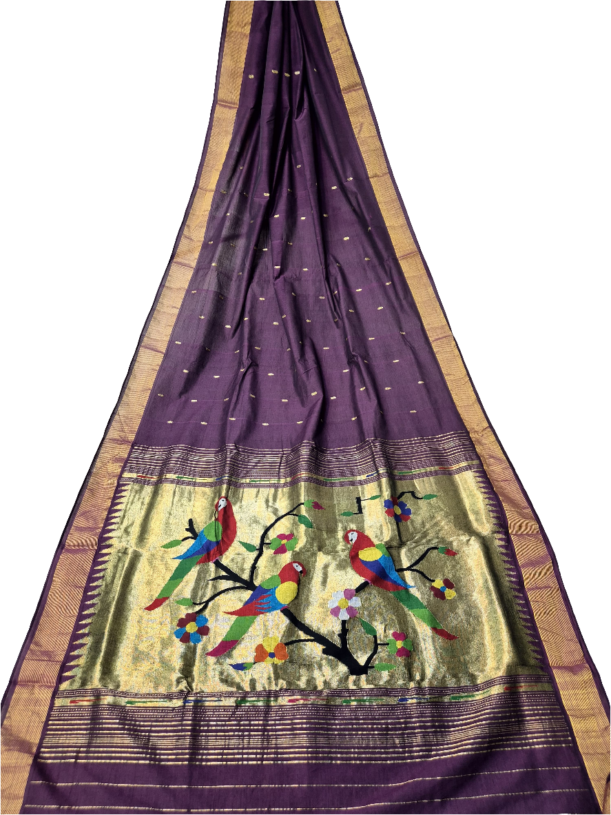 Handloom Fancy Pure Cotton Paithani Saree | Lightweight Traditional Cotton Paithani