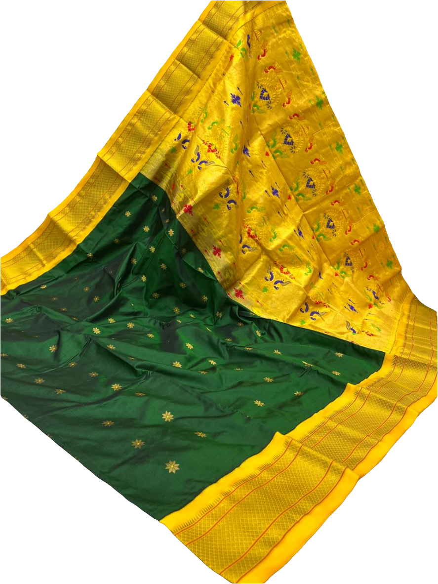 Kadiyal Paithani Pure Silk Saree | Traditional Designer Paithani with Contrast Border