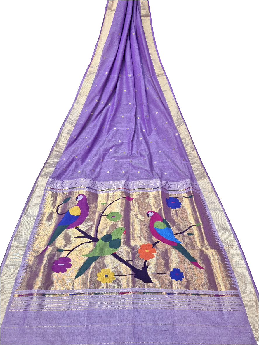 Cotton Fancy Paithani Saree – Handloom Pure Cotton with Fancy Pallu & Running Blouse