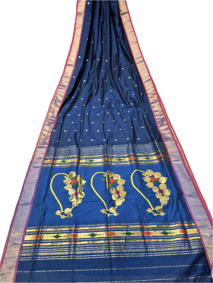 Cotton Fancy Paithani Saree – Handloom Pure Cotton with Fancy Pallu & Running Blouse