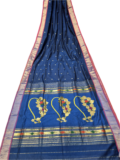 Cotton Fancy Paithani Saree – Handloom Pure Cotton with Fancy Pallu & Running Blouse