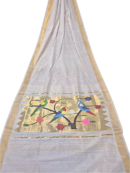 Handloom Fancy Pure Cotton Paithani Saree | Lightweight Traditional Cotton Paithani