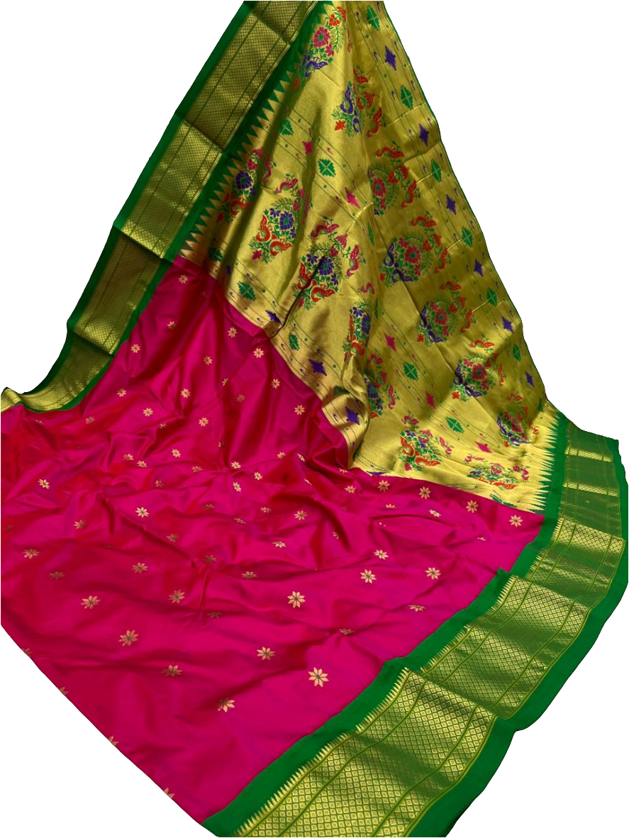 Kadiyal Paithani Pure Silk Saree | Traditional Designer Paithani with Contrast Border