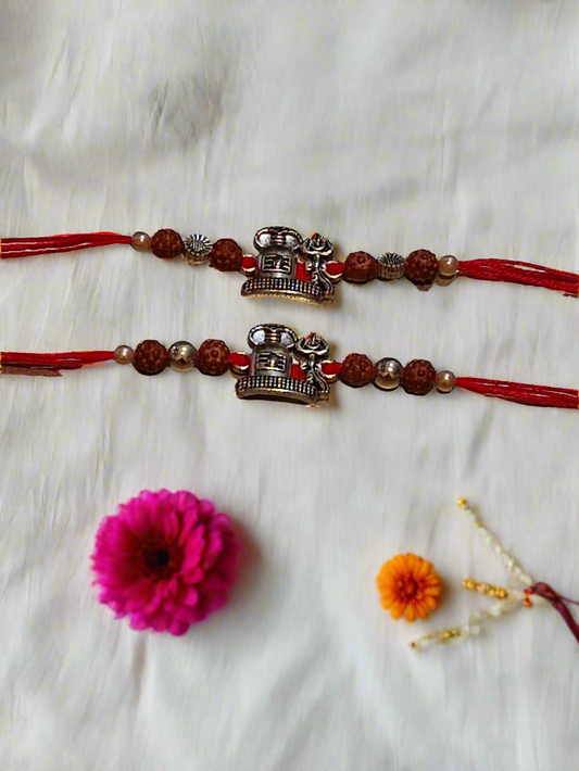 Shivji Rudraksha oxidized silver metal Rakhi pack of 1
