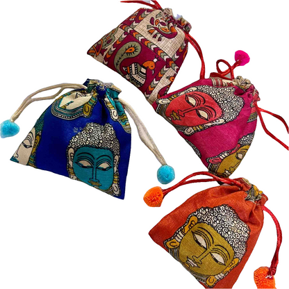 Kalamkari gift potli bags 🌹pack of 3  suze : L 5* H 5* inch perfect for gifting/Mangal path/Haldi kumkum