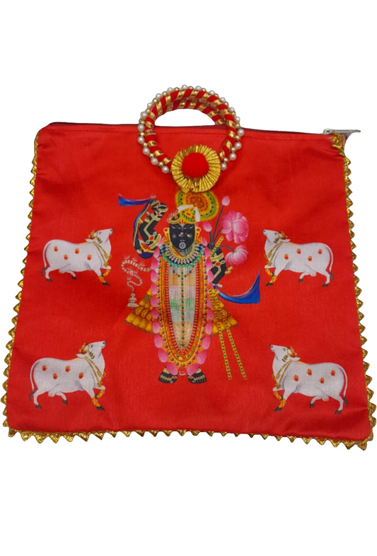 Shree nathji kamdhenu cow printed bag for gifting/ Mangal path / Haldi kumkum / Wedding/ Return Gift 🎁 pack of 1