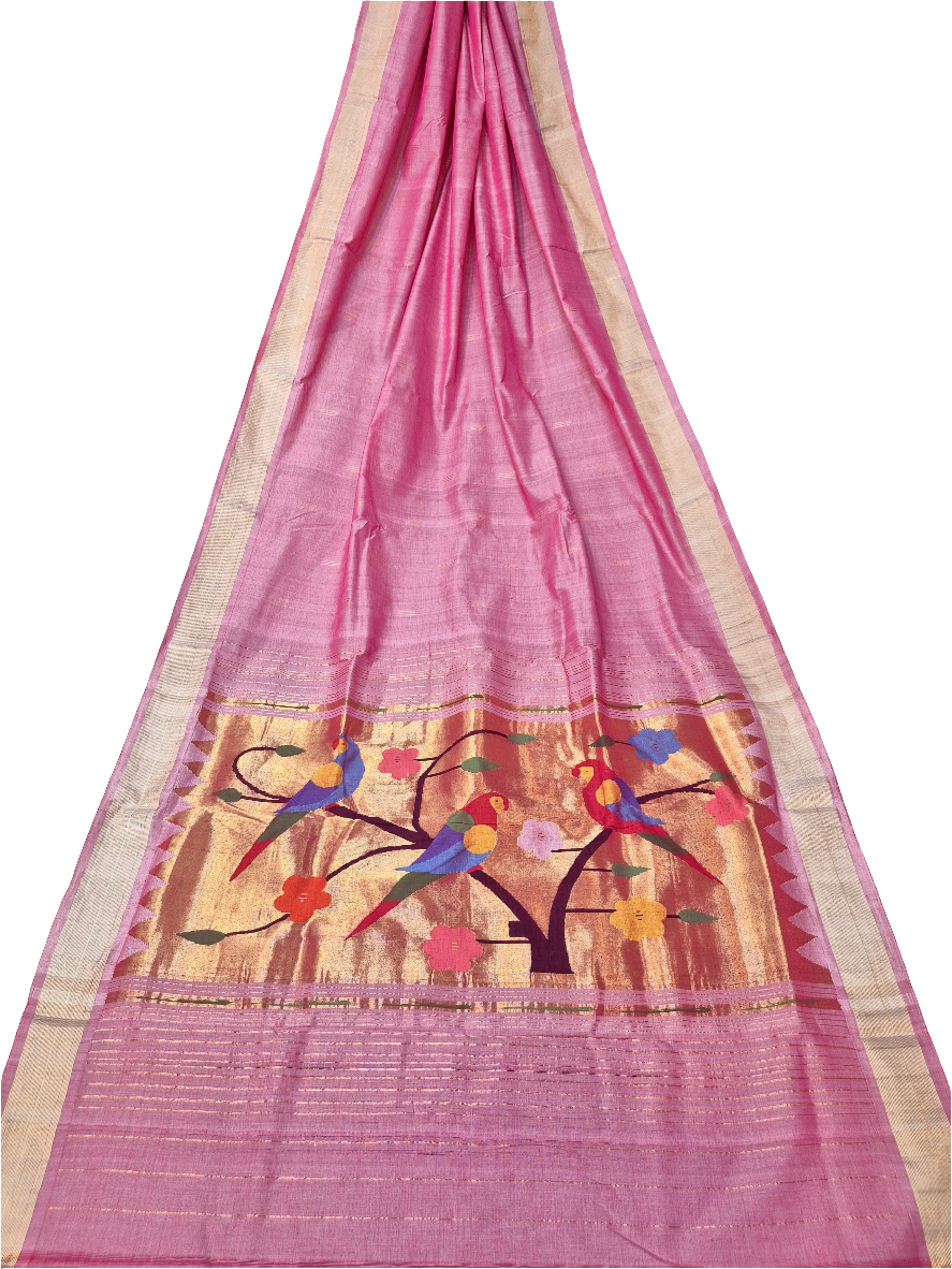 Cotton Fancy Paithani Saree – Handloom Pure Cotton with Fancy Pallu & Running Blouse