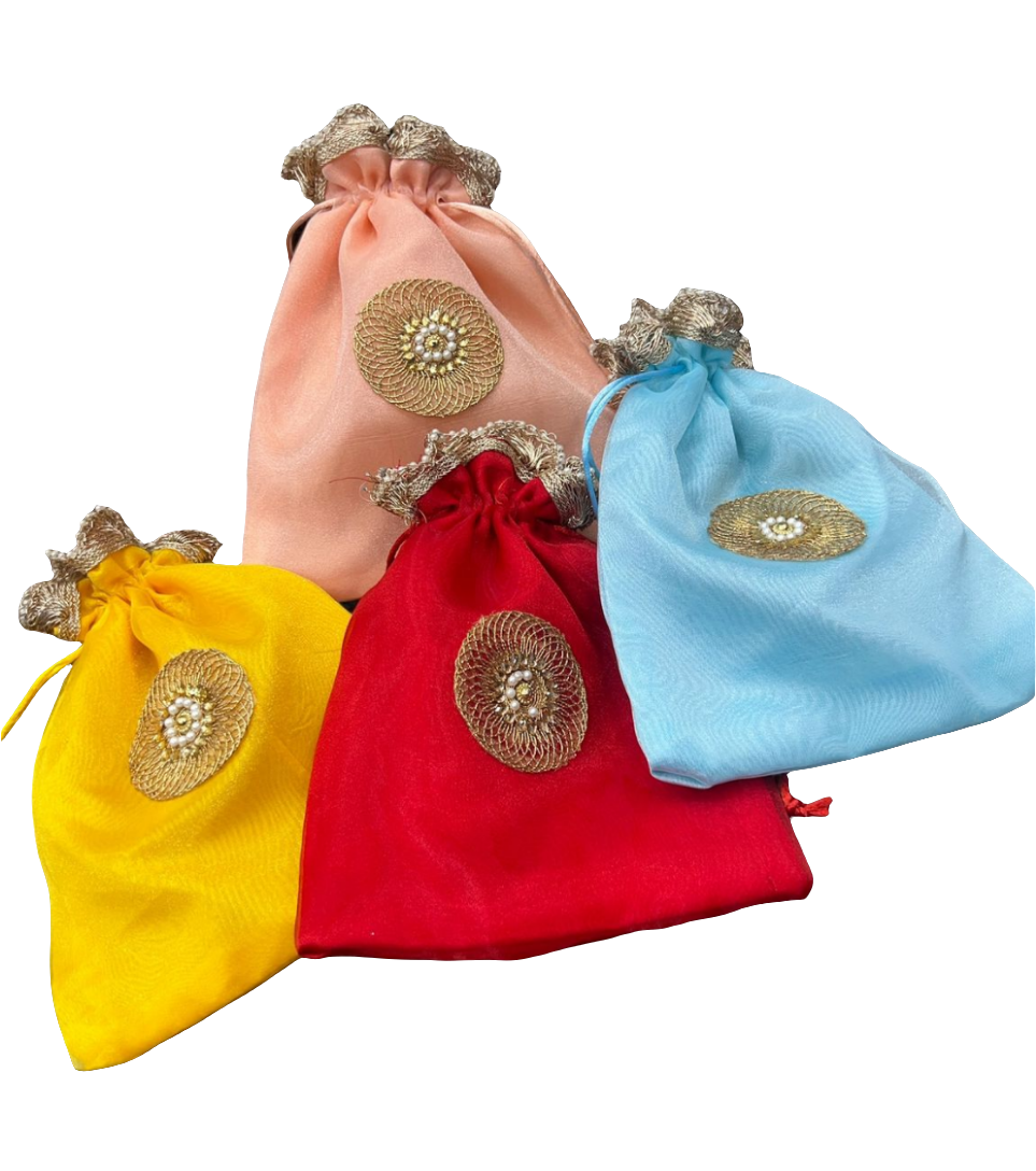 Gota moti work designer potli bags perfect for gifting 💫 pack of 10      size 9/7 inch for half kg