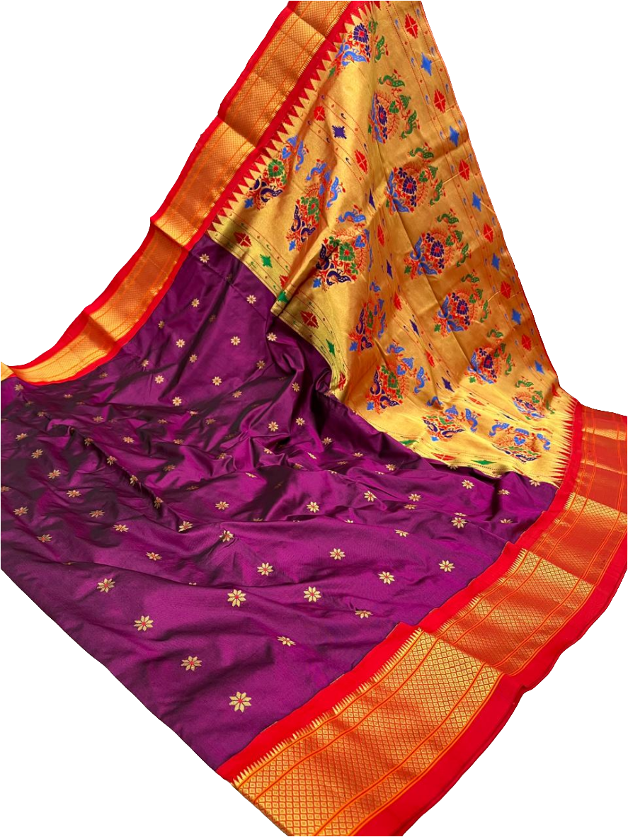 Kadiyal Paithani Pure Silk Saree | Traditional Designer Paithani with Contrast Border