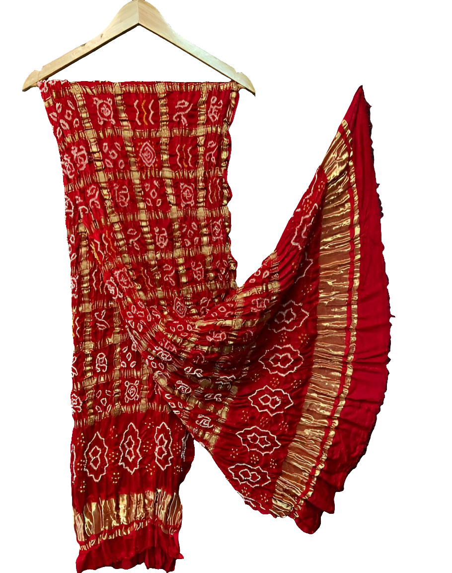 Pure Gaji Silk Bandhani Gharchola Dupatta