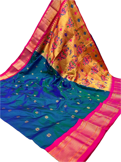 Kadiyal Border Pure Silk Paithani Saree | Silk Mark Certified | Designer Paithani