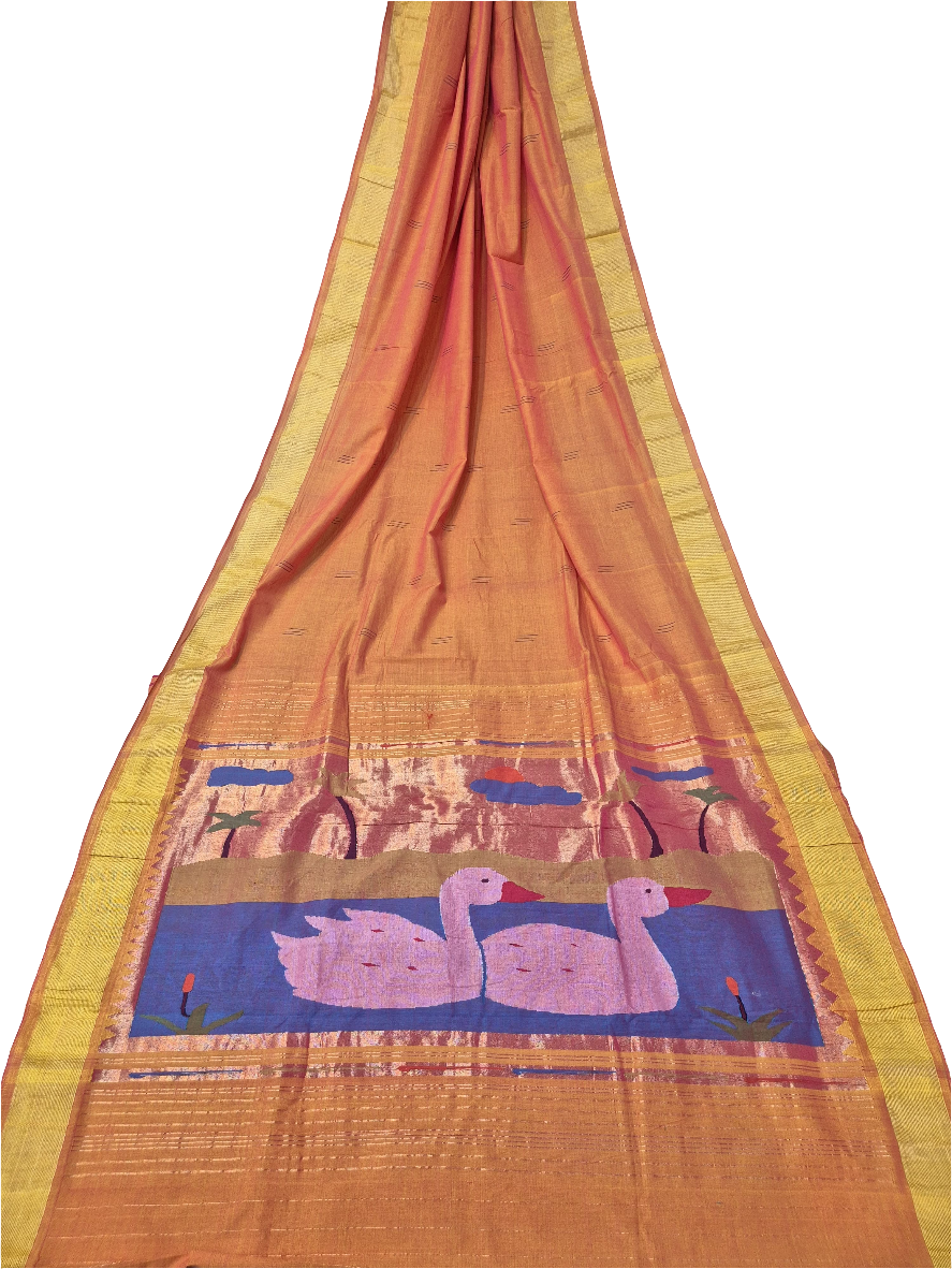 Handloom Fancy Pure Cotton Paithani Saree | Lightweight Traditional Cotton Paithani