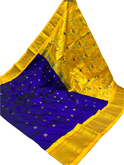 Kadiyal Paithani Pure Silk Saree | Traditional Designer Paithani with Contrast Border