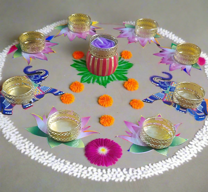 Laxmi maa priy hathi kamal tealight   9 piece rangoli 🌹4*inch