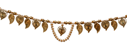 Paan mango leaf with swasthik design golden white Moti zula handcrafted Bandarwal/ toran  37* inch