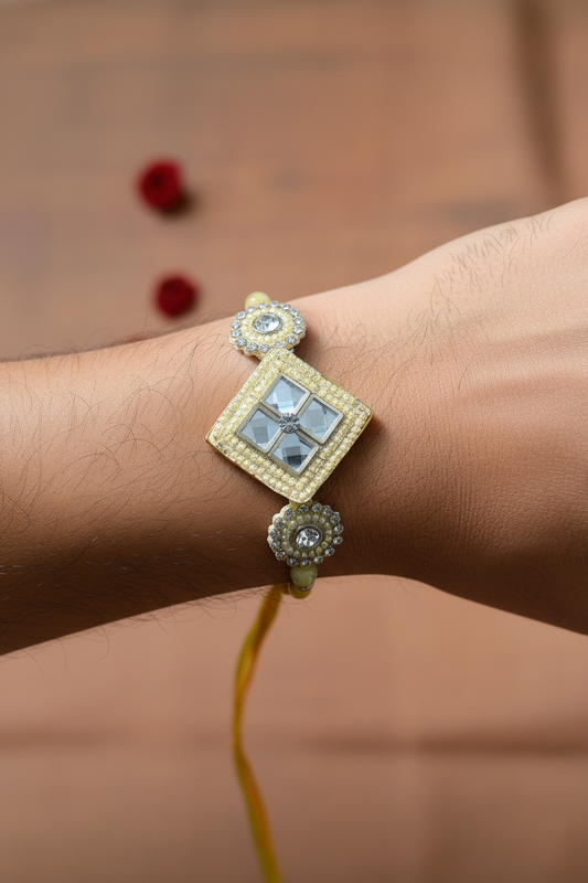 Handcrafted stone & pearl Rakhi