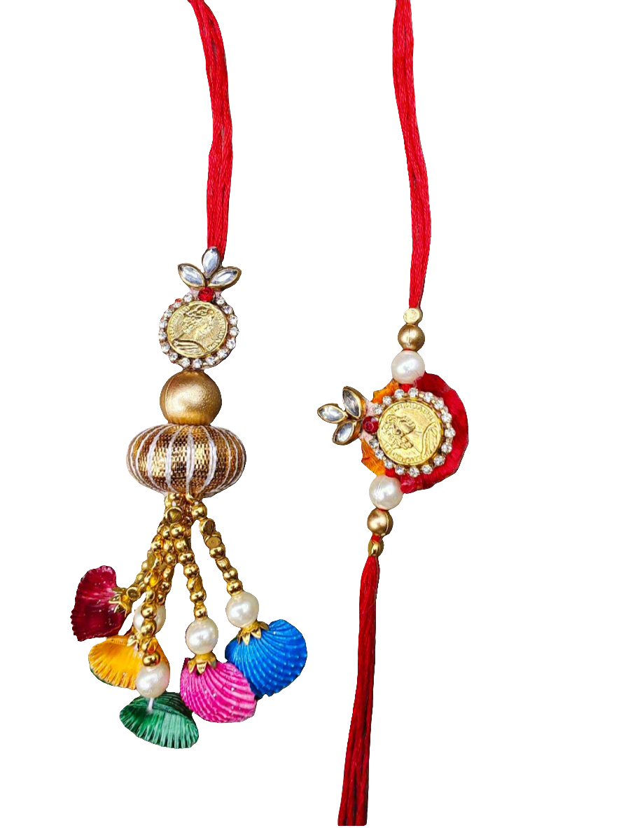 Touch of Tradition shell  Gota work Bhaiya Bhabhi Rakhi