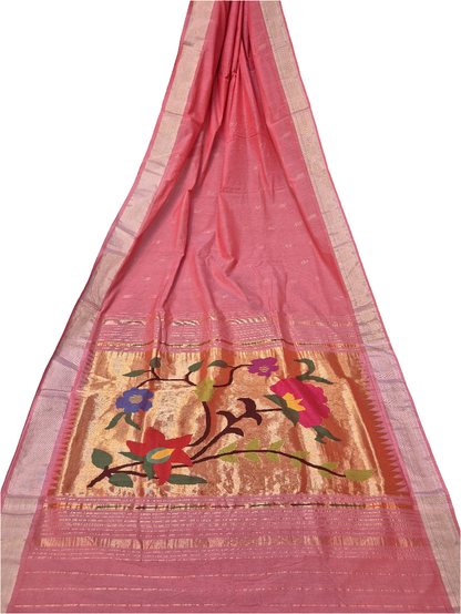 Cotton Fancy Paithani Saree – Handloom Pure Cotton with Fancy Pallu & Running Blouse