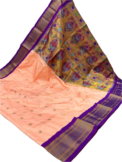 Kadiyal Paithani Pure Silk Saree | Traditional Designer Paithani with Contrast Border