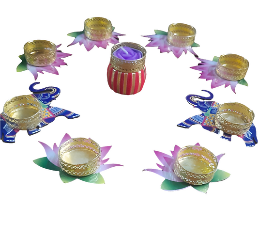 Laxmi maa priy hathi kamal tealight   9 piece rangoli 🌹4*inch