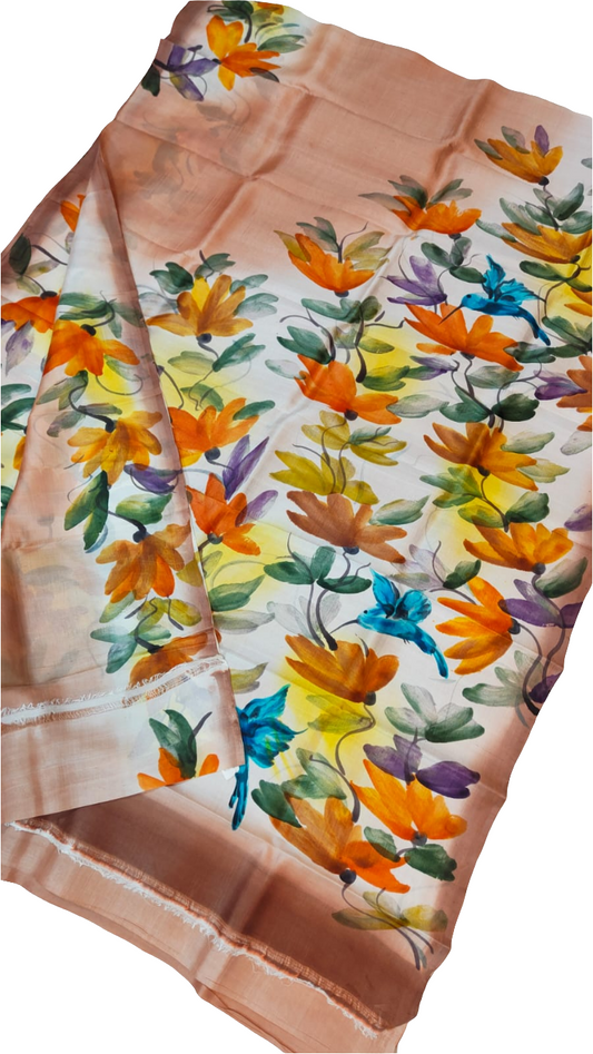 Floral printed Bishnupuri silk saree