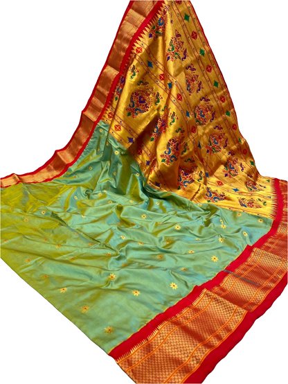 Kadiyal Border Pure Silk Paithani Saree | Silk Mark Certified | Designer Paithani