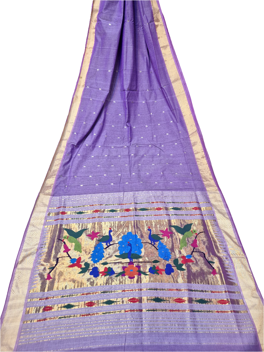 Handloom Fancy Pure Cotton Paithani Saree | Lightweight Traditional Cotton Paithani