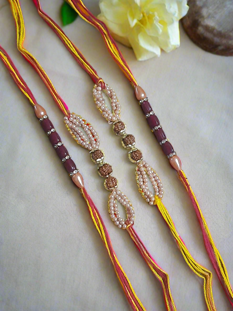 Rudraksha pearl  kalawa rakhi ( pack of 4)