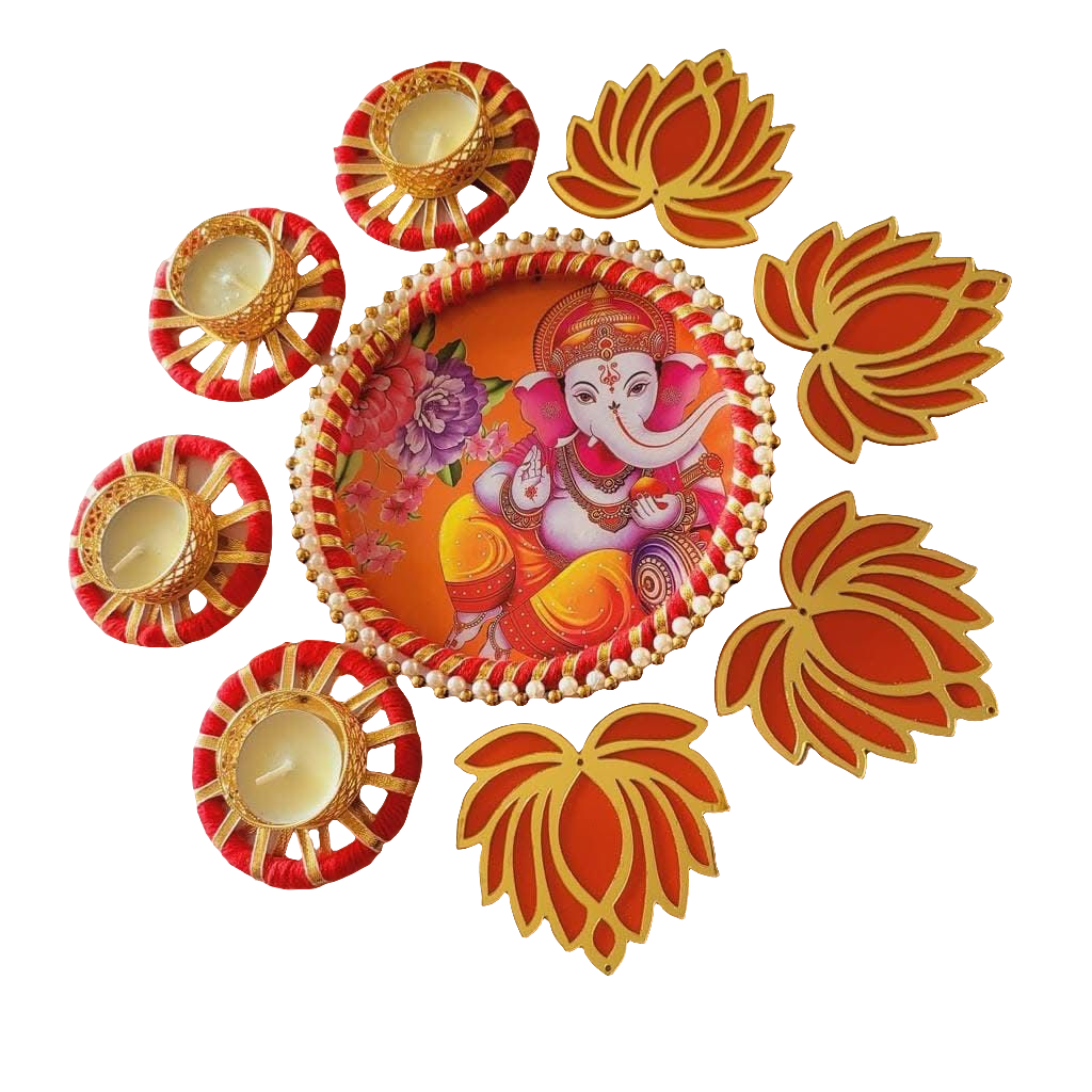 Ganpati lotus designer tealight rangoli set