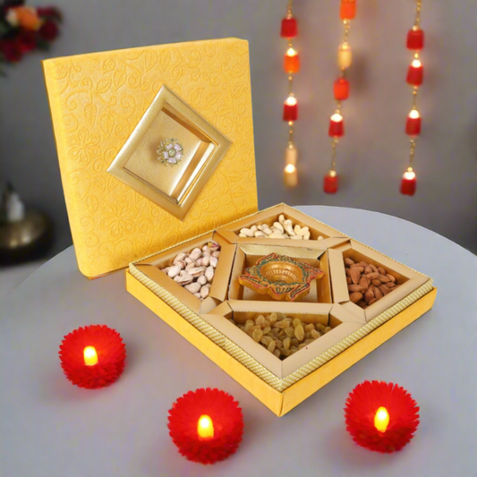 Diwali Special Assorted Premium dryfruits gift hamper with diya 🪔 pista/kaju/badam/kismis 130gm each