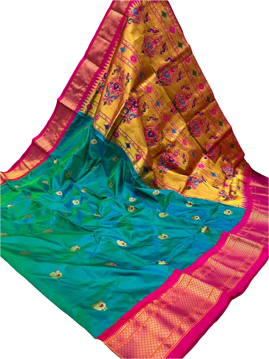 Kadiyal Border Peacock Design Pure Silk Paithani Saree | Designer Wedding Paithani