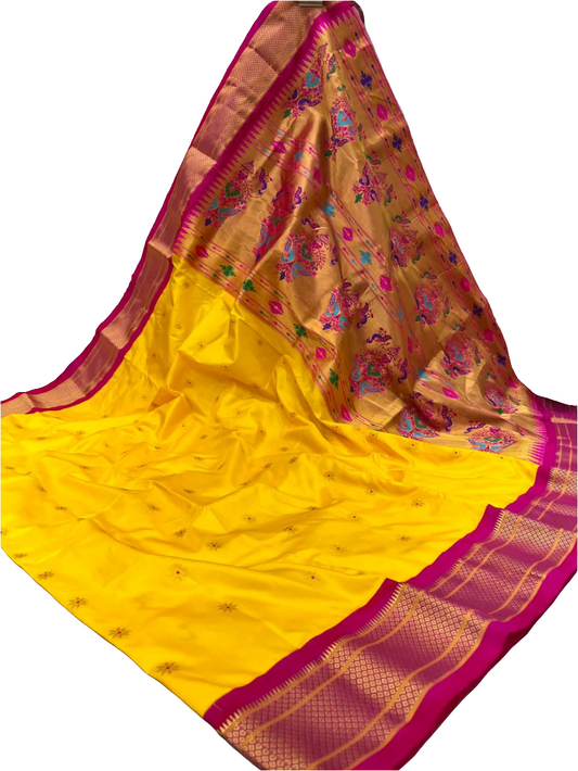 Kadiyal Paithani Pure Silk Saree | Traditional Designer Paithani with Contrast Border