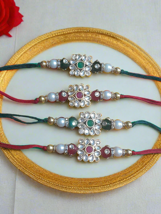 Designer kundan work stone Rakhi (pack of 1)