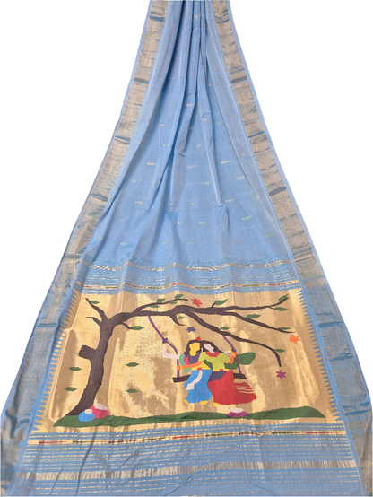Handloom Fancy Pure Cotton Paithani Saree | Lightweight Traditional Cotton Paithani