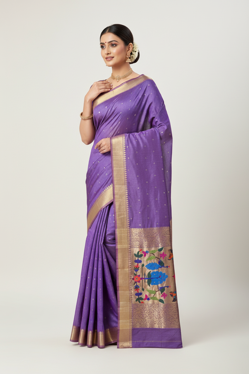 Handloom Fancy Pure Cotton Paithani Saree | Lightweight Traditional Cotton Paithani