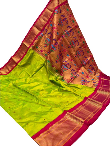 Kadiyal Border Pure Silk Paithani Saree | Silk Mark Certified | Designer Paithani