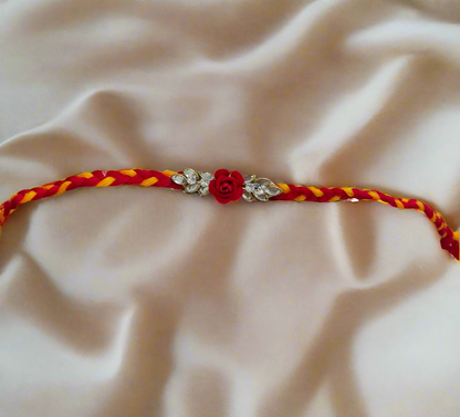 Traditional Moli flower stone kalawa rakhi pack of 1