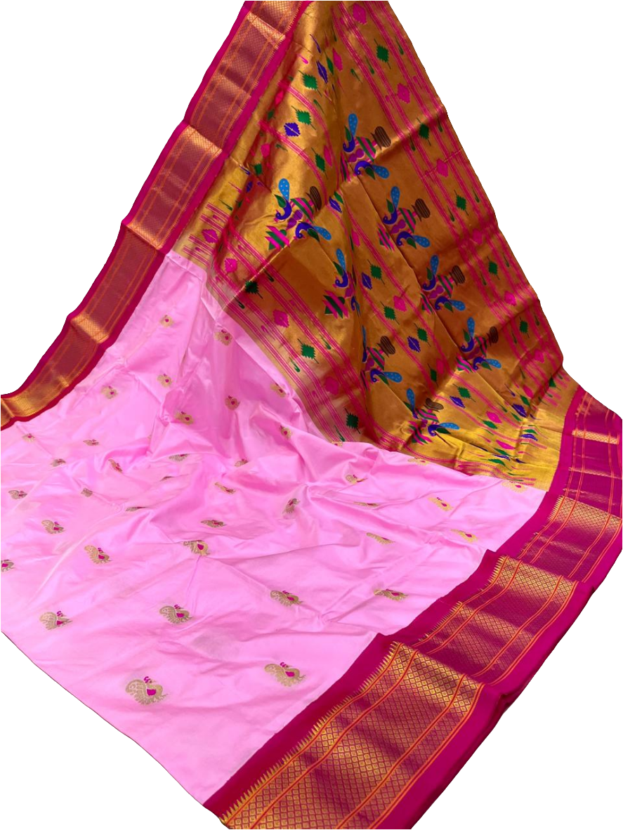 Kadiyal Border Peacock Design Pure Silk Paithani Saree | Designer Wedding Paithani