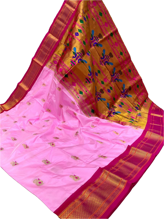 Kadiyal Border Peacock Design Pure Silk Paithani Saree | Designer Wedding Paithani